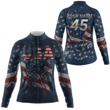 Load image into Gallery viewer, Custom Womens American cycling jersey UPF50+ USA MTB BMX shirt Breathable cycle gear with pockets| SLC68