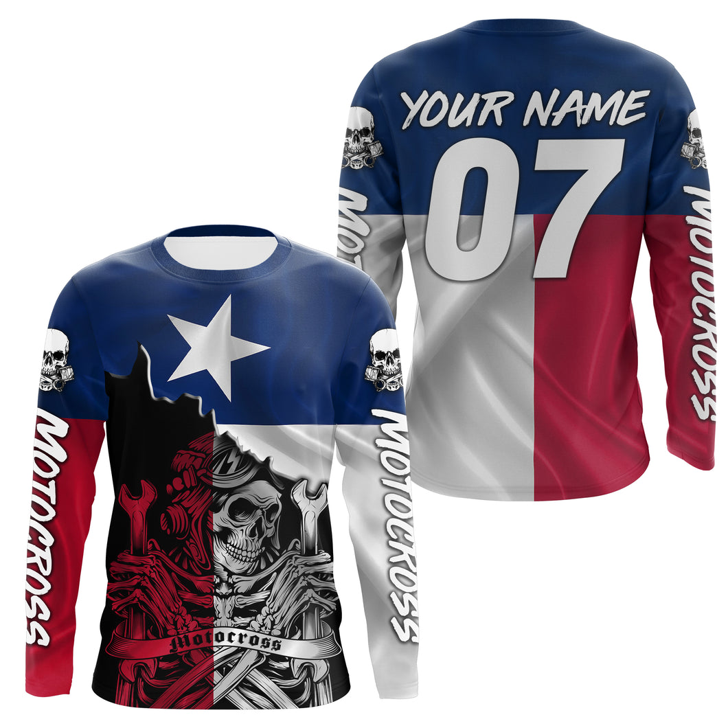 TX Texas flag motocross jersey custom name number UPF30+ adult&kid MX racing motorcycle racewear NMS959