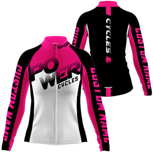 Pink Womens cycling jersey Power cycle shirt with 3 pockets UPF50+ Custom Ladies bike jersey| SLC190