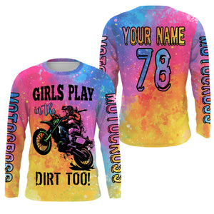 Women girls custom motocross jersey Girls Play in The Dirt Too UPF30+ dirt bike racing off-road NMS967