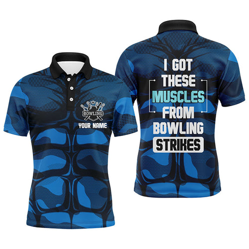 Funny Muscle Men Polo Bowling Shirt Personalized Short Sleeve Bowlers Jersey NBP60