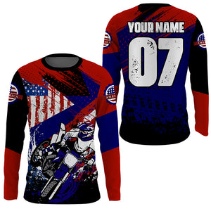 Kid youth adult dirt bike jersey custom UPF30+ USA flag Motocross racing shirt off-road motorcycle PDT274