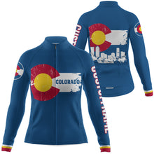 Load image into Gallery viewer, Blue Colorado flag men/women cycling jersey UPF50+ Colorado mountain bike shirt with 3 pockets| SLC168