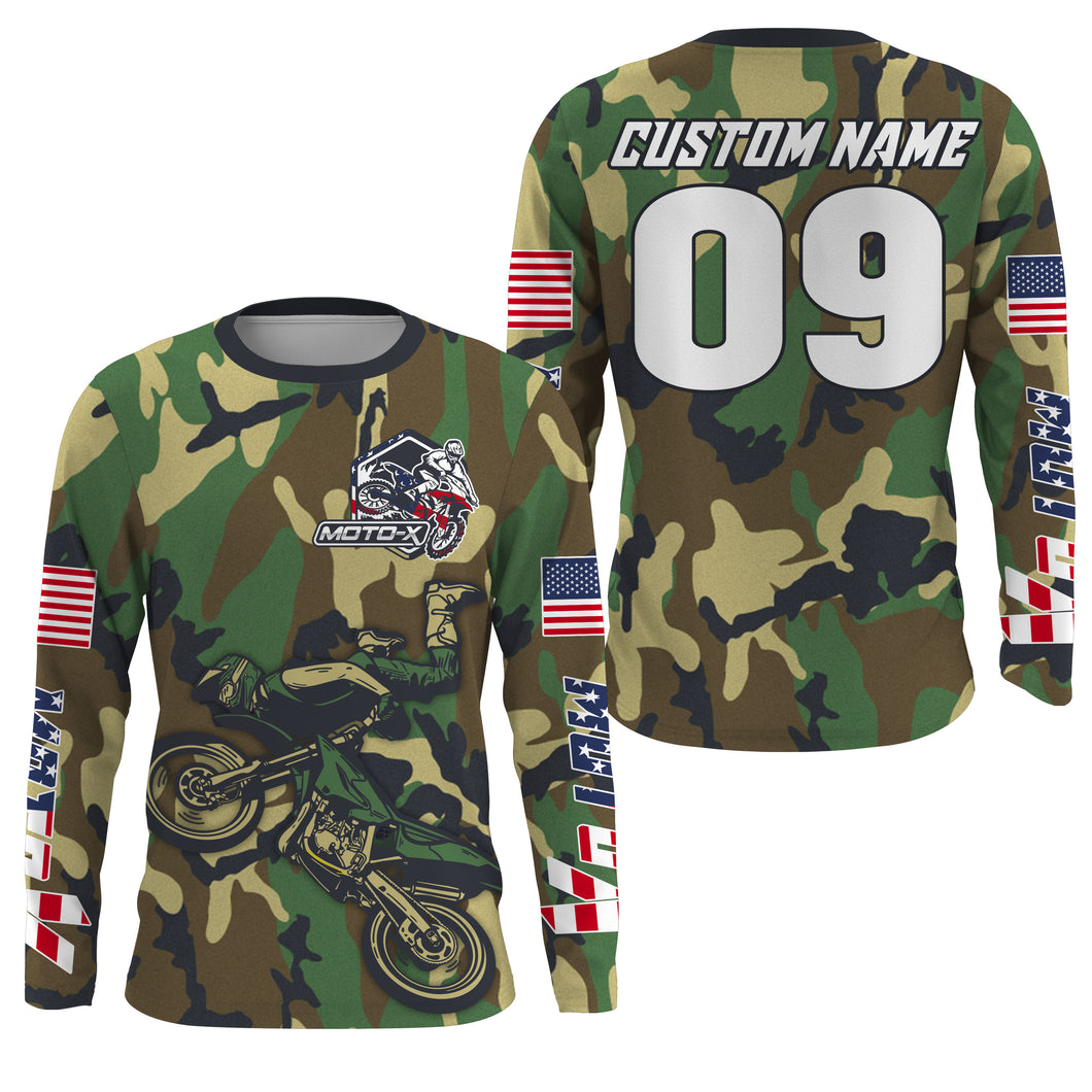 Men women kid camo MX custom UV protective youth motocross jersey extreme dirt bike racing shirt PDT67