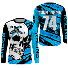 Load image into Gallery viewer, Skull MotoX Jersey Custom Motocross UPF30+ Blue Dirt Bike Racing Motorcycle Bikers Racewear NMS1265