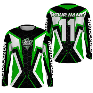 Adult&kid custom Motocross green jersey MX off-road UPF30+ racing dirt bike shirt motorcycle PDT327