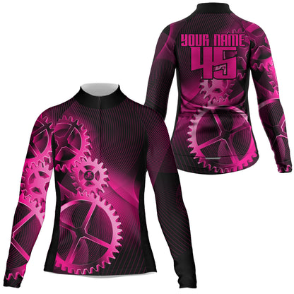 Custom Cycling Jersey Sprocket Mountain Bike Cycle Racing Bicycling Shirt Road Biking - Pink| NMS834