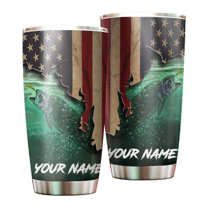 1pc Rainbow trout fishing American flag ChipteeAmz's art Custom Stainless Steel Tumbler Cup AT062