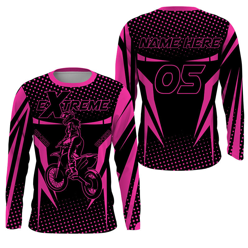 Custom MX jersey kid adult UPF30+ pink dirt bike off-road extreme motogirl long sleeves shirt PDT258