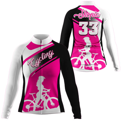 Pinky Girl Custom Womens Cycling Jersey Female Biker Riding Road Cycle Mountain Bicycling Shirt| NMS842