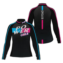 Load image into Gallery viewer, Black womens cycling jersey Power girl bike shirts with 3 pockets UPF50+ full-zip cycle gear| SLC192