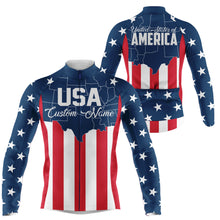 Load image into Gallery viewer, USA mens cycling jersey UPF50+ American flag cycle gear with 3 pockets full zip MTB BMX racewear| SLC146