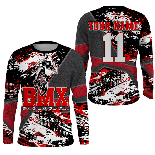 Personalized Red BMX jersey for adult kid UPF30+ riding shirt Off-road cycling gear bicycle clothes| SLC82