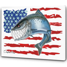 Load image into Gallery viewer, Salmon fishing with American flag ChipteeAmz&#39;s art Matte Canvas AT026