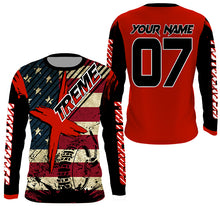 Load image into Gallery viewer, Extreme custom Motocross jersey UPF30+ American flag dirt bike racing kid women men off-road shirt PDT272