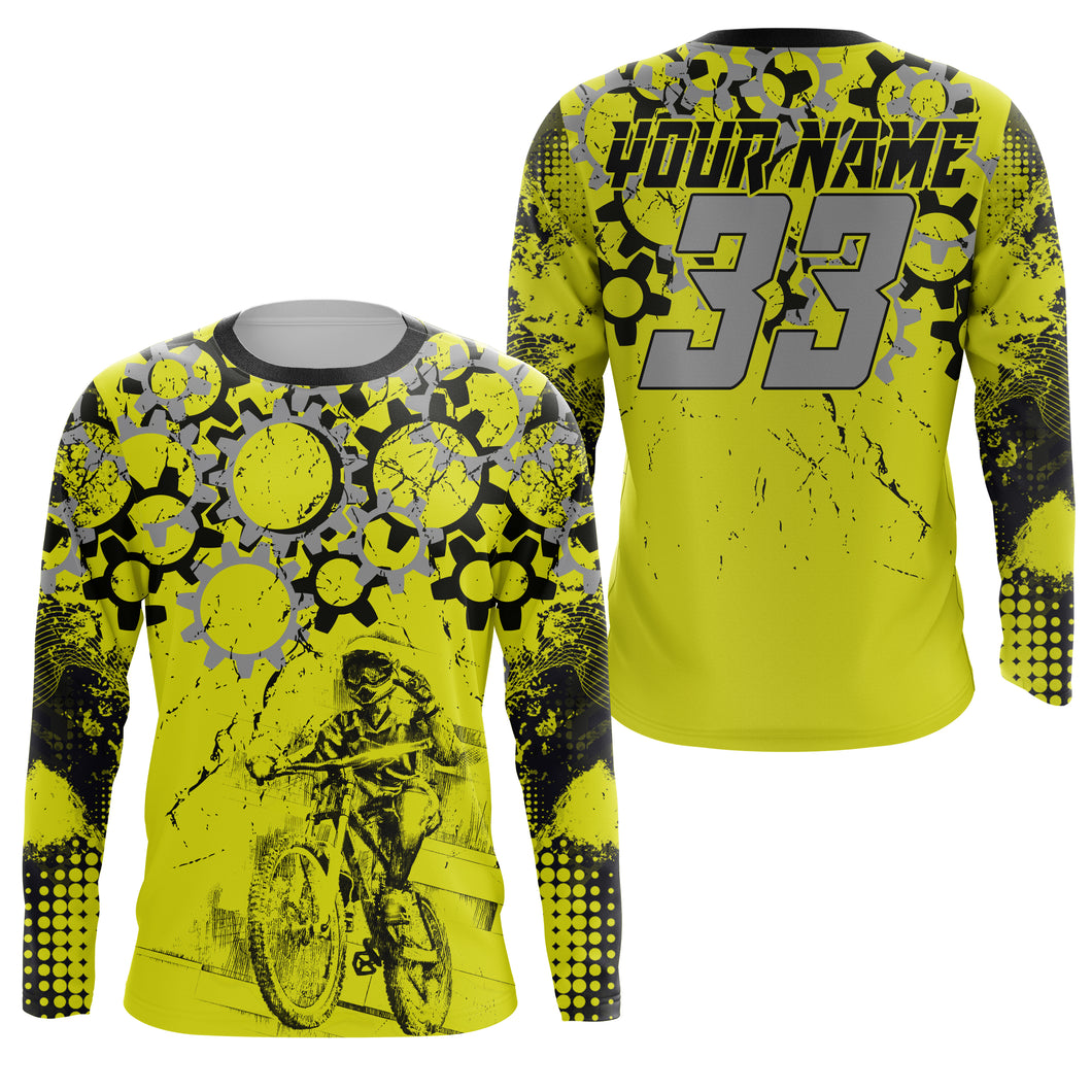 Personalized Yellow MTB jersey UPF30+ adult kid mountain bike shirt Enduro bicycle cycling racewear| SLC57