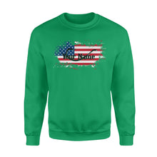 Load image into Gallery viewer, Custom name American Flag Fish Hook fishing Crew Neck Sweatshirt, personalized fishing apparel gift for Fishing lovers- NQS1198