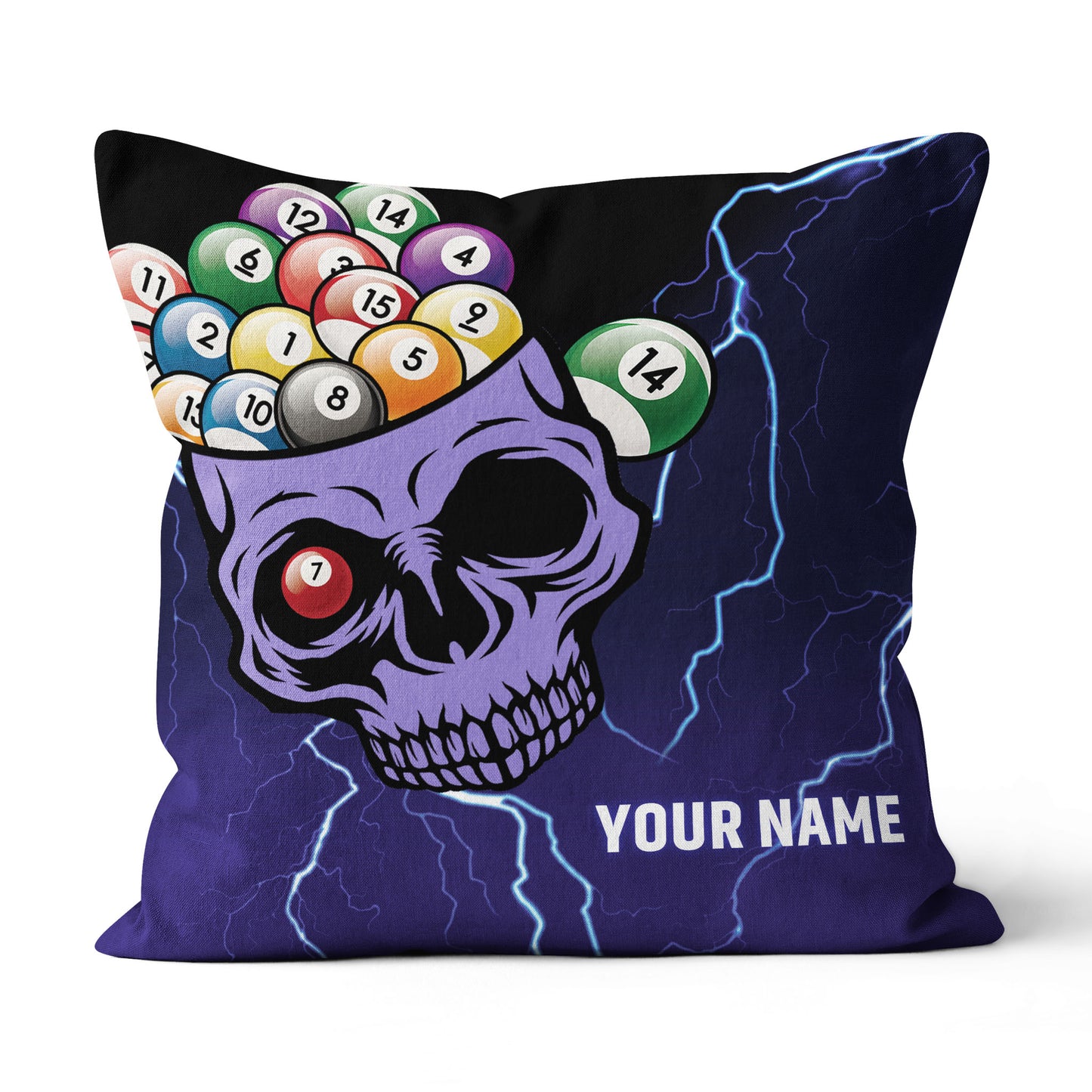 Customized 3D Skull Thunder Billiard Pillow Purple Version, Best Pillows TDM0758