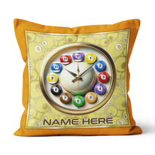 Load image into Gallery viewer, Funny Clock Billiard Balls Custom Yellow Pillow, Best Pool Throw Pillow TDM0903