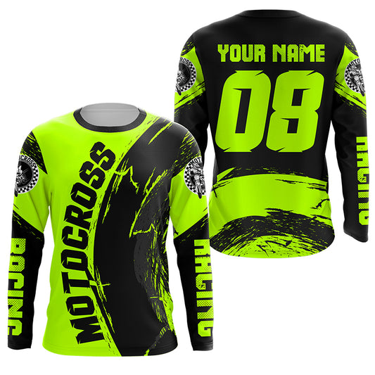 Custom green Dirt Bike youth women men jersey upf30+ off-road motocross racing shirt motorcycle PDT420