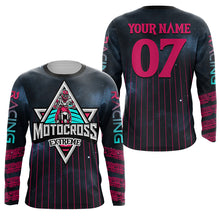 Load image into Gallery viewer, Custom Motocross racing jersey kid adult extreme UPF30+ motorcycle pink dirt bike shirt off-road PDT306