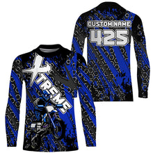 Load image into Gallery viewer, Dirt bike jersey UPF30+ custom number blue kids adult Motocross riding off-road shirt motorcycle PDT230