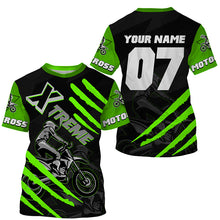 Load image into Gallery viewer, Xtreme Motocross kid&amp;adult custom UV green MX jersey biker racing shirt motorcycle long sleeves PDT223