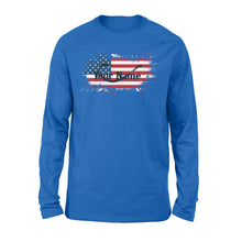 Load image into Gallery viewer, Custom name American Flag Fish Hook fishing Long Sleeve, personalized fishing apparel gift for Fishing lovers- NQS1198