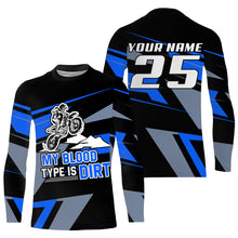 Load image into Gallery viewer, My Blood Type Is Dirt personalized motocross jersey UPF30+ kid &amp; adult dirt bike racing shirt NMS1090