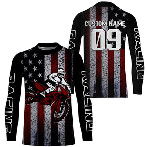 USA Motocross jersey men women kid Patriotic UPF30+ extreme dirt bike racing shirt motorcycle PDT276