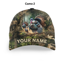 Load image into Gallery viewer, Personalized Turkey Hunting Hats, Snapback Baseball Camo Hat Turkey Hunting gear, Hunting Gifts FSD4415