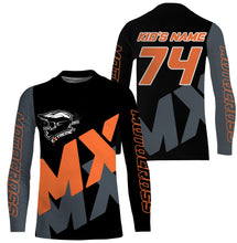 Load image into Gallery viewer, Personalized black MX racing jersey for youth men women Motocross off-road UV biker riding shirt PDT152