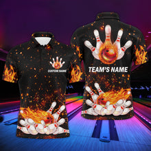 Load image into Gallery viewer, Flame Men Polo Bowling Shirt, Personalized Team Bowlers Jersey Short Sleeves NBP65