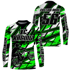Green XC mountain bike jersey UPF30+ Cross-country kid adult MTB shirt cycling gear| SLC107