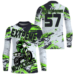 Customized name&number Motocross jersey green white youth adult UV MX dirt bike long sleeves racing PDT190