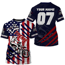 Load image into Gallery viewer, Personalized USA Motocross jersey youth women men UPF30+ dirt bike off-road extreme racing shirt PDT273