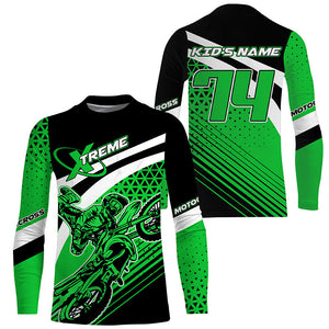 Extreme green Motocross jersey men women kids MX racing UPF30+ dirt bike off-road long sleeves PDT222