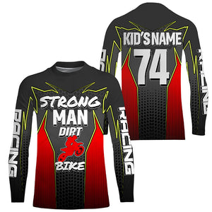 Red custom motocross jersey men women kid UPF30+ Strong Man Dirt Bike off-road shirt motorcycle PDT282