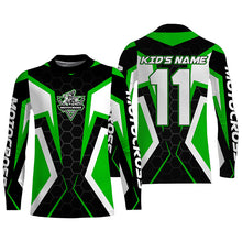 Load image into Gallery viewer, Adult&amp;kid custom Motocross green jersey MX off-road UPF30+ racing dirt bike shirt motorcycle PDT327