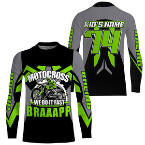 Adult youth Motocross racing jersey custom green MX UPF30+ biker extreme off-road long sleeves PDT236