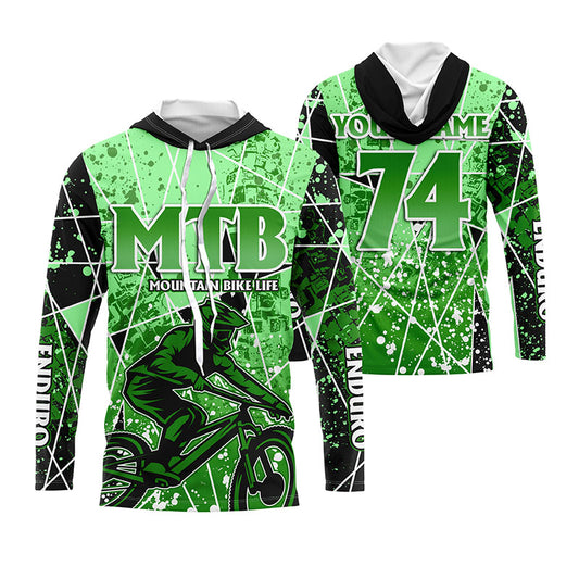 MTB life Personalized adult kid MTB jersey UPF30+ Green mountain bike gear Cycling downhill shirt| SLC226