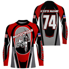 Load image into Gallery viewer, Personalized red Motocross off-road jersey kid adult UPF30+ Biker extreme MX long sleeves shirt PDT250