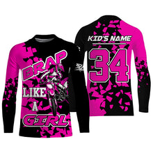 Load image into Gallery viewer, Brap Like A Girl Personalized Motocross Jersey UPF30+ Pink Dirt Bike Racing Long Sleeves NMS1181