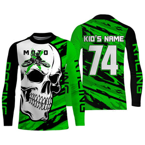 Skull MotoX Jersey Custom Motocross UPF30+ Green Dirt Bike Racing Motorcycle Bikers Racewear NMS1264