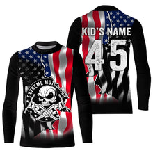 Load image into Gallery viewer, US Flag Extreme Motocross personalized jersey UPF30+ Skull Patriotic motorcycle dirt bike racing NMS1064