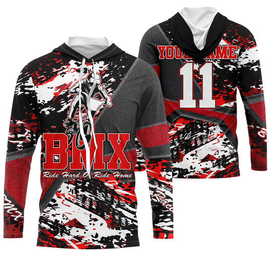 Personalized Red BMX jersey for adult kid UPF30+ riding shirt Off-road cycling gear bicycle clothes| SLC82