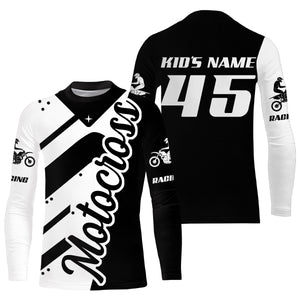 Personalized motocross jersey black white UPF30+ dirt bike racing long sleeves motorcycle bikers NMS1055