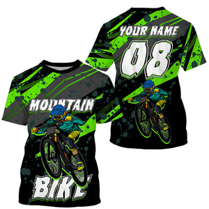 Custom green adult kid MTB jersey UPF30+ Mountain bike shirt youth boys girls cycling clothes mens| SLC230