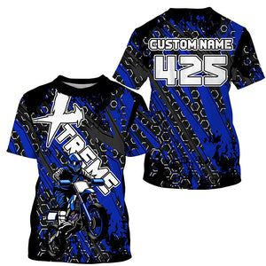 Dirt bike jersey UPF30+ custom number blue kids adult Motocross riding off-road shirt motorcycle PDT230