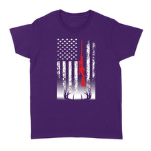 Load image into Gallery viewer, Deer hunting Women&#39;s T-shirt USA flag Shirts for Deer hunter - FSD869